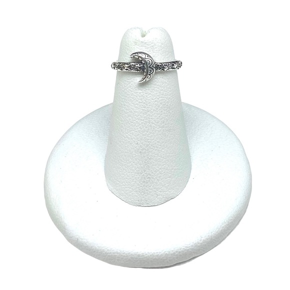 Moon & Star Toe / Midi Ring Solid Sterling Silver 925 Stack Stacking Rings Stars - Picture 2 of 4